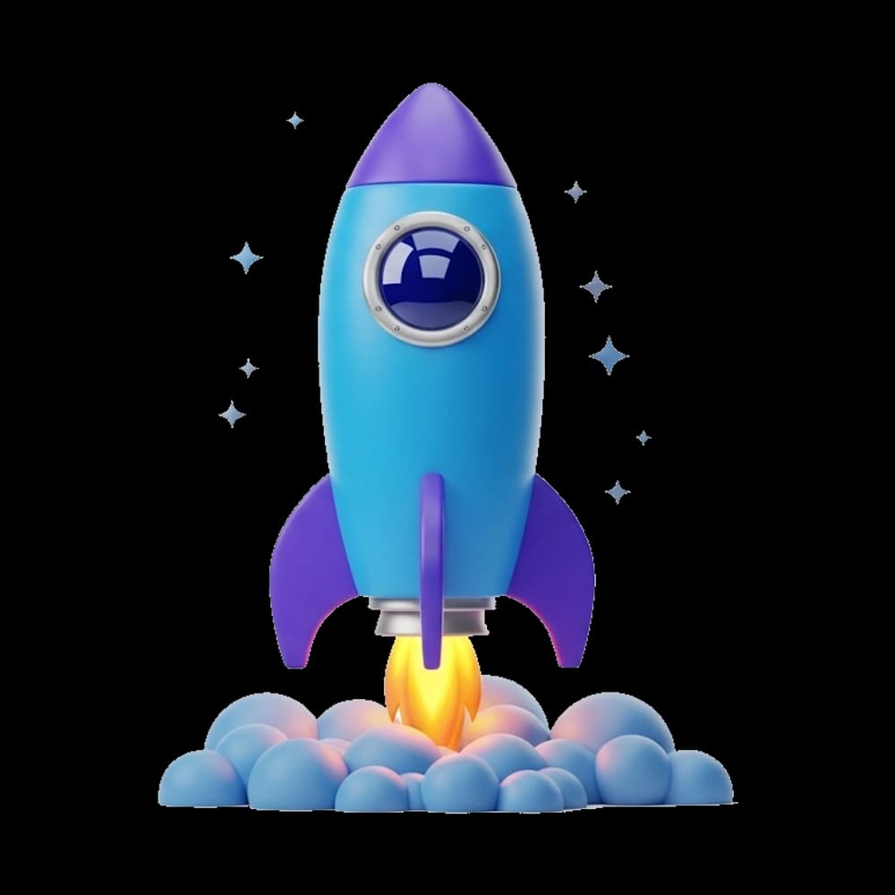 Rocket ship going over a building